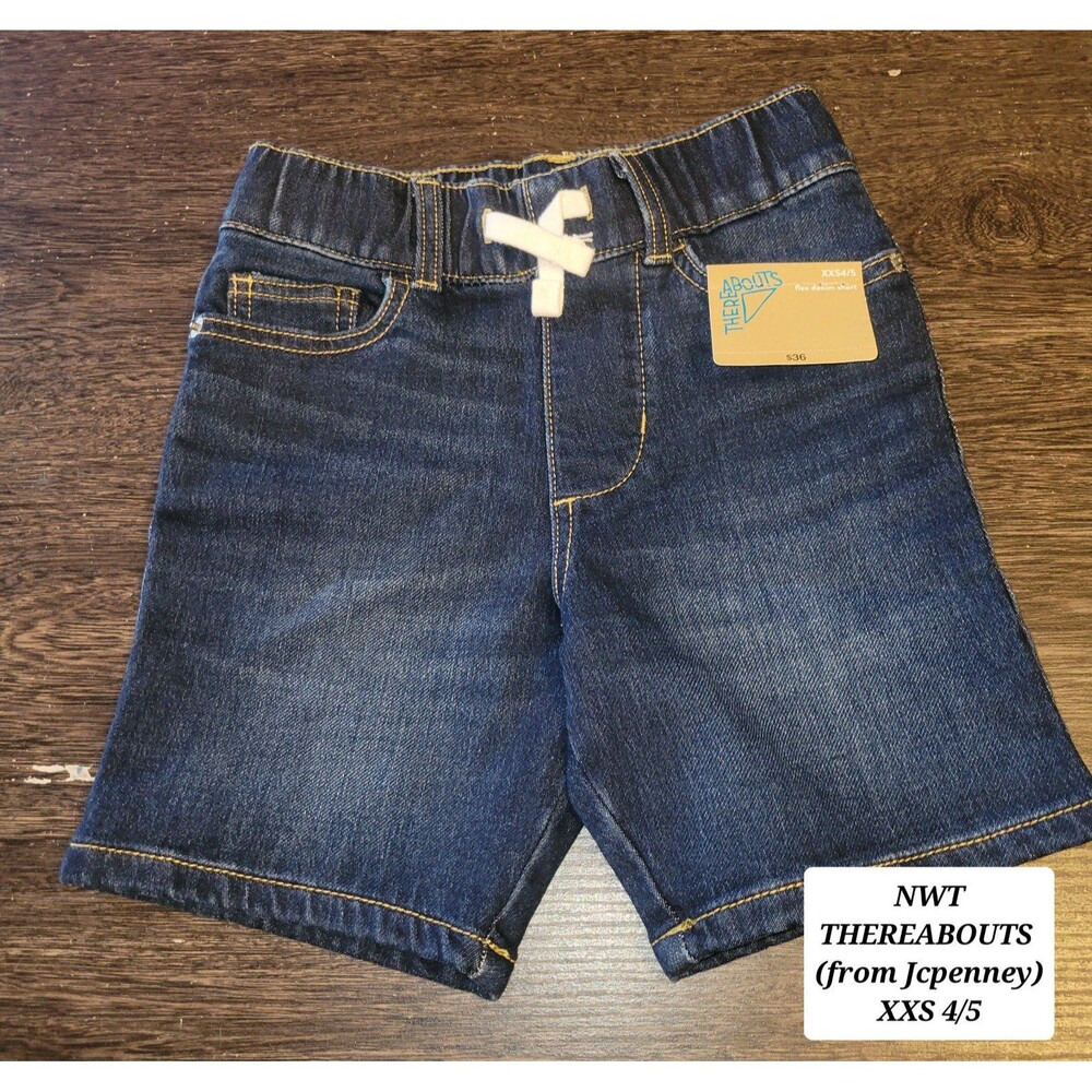 NWT Thereabouts Boys Jean Shorts Size 4/5 XXS Darkwash Jcpenney